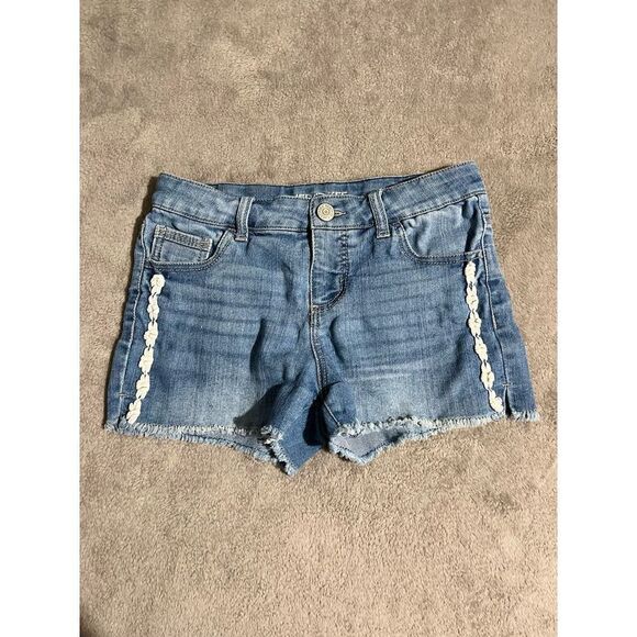 CHEROKEE Girls Youth Size L Blue Embroidered Denim Shorts (F7) - Picture 1 of 5